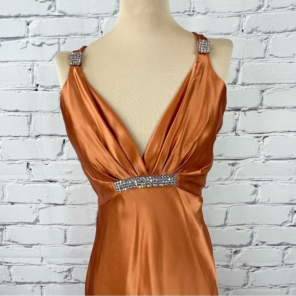 Vtg Jessica McClintock Gunne Sax Gown Dress Sz 7/8 y2k Orange Autumn Bridesmaid - Picture 2 of 14